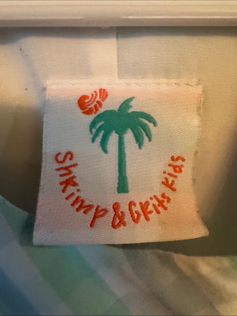 Shrimp & Grits Kids Gingham Whale Smocked Shortall - Picture 2 of 3